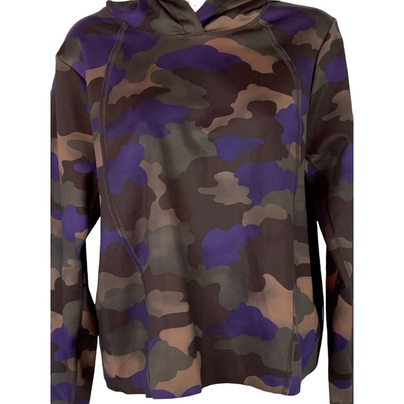 Athleta Womens Hoodie Sweatshirt  Camouflage Thumb Holes Stretch Medium Cropped - Picture 4 of 10